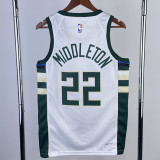 22-23 BUCKS MIDDLETON #22 Home White Top Quality Hot Pressing NBA Jersey(V领)