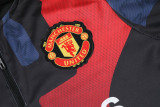 24-25 Man Utd Blue red Half Pull Tracksuit (半拉链)