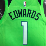 Timberwolves EDWARDS #1 Fluorescent Green Top Quality Hot Pressing NBA Jersey