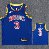 Warriors POOLE #3 Blue 75th Anniversary Retro NBA Jersey