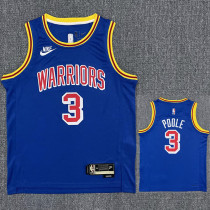 Warriors POOLE #3 Blue 75th Anniversary Retro NBA Jersey