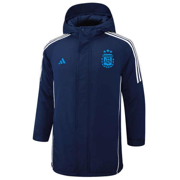 24-25 Argentina Royal Blue Hooded Windbreaker Fabric Cotton Coat #G184(蓝标)