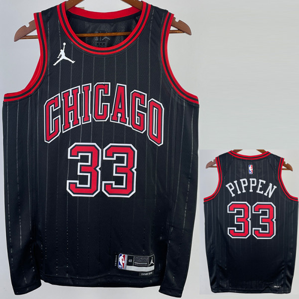 22-23 BULLS PIPPEN #33 Black Top Quality Hot Pressing NBA Jersey (Trapeze Edition) 飞人版