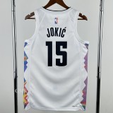 24-25 Nuggets JOKIC #15 White City Edition Top Quality Hot Pressing NBA Jersey