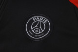 24-25 PSG Black Half Pull Tracksuit (半拉链)(红色领)