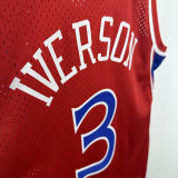 1996-97 76ERS IVERSON #3 Red Retro Top Quality Hot Pressing NBA Jersey
