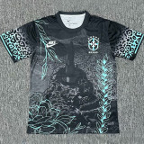 24-25 Brazil Black Special Edition Fans Soccer Jersey 绿花边