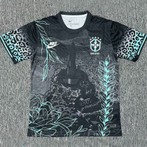 24-25 Brazil Black Special Edition Fans Soccer Jersey 绿花边