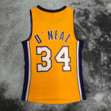 2000 LAKERS O‘NEAL #34 Yellow Retro Top Quality Hot Pressing NBA Jersey(V领)