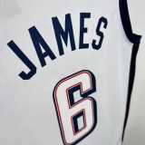 2024 Olympic Game USA JAMES # 6 White Basketball Jersey