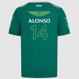 2024 F1 Aston  Alonso #14 Green T-Shirts Racing Suit(圆领-带号码)