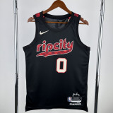 23-24 Trail Blazers LILLARD #0 Black City Edition Top Quality Hot Pressing NBA Jersey