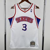1996-97 76ERS IVERSON #3 White Retro Top Quality Hot Pressing NBA Jersey