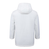 24-25 Sao Paulo White Hooded Windbreaker Fabric Cotton Coat #G260