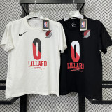 T187 Trail Blazers LILLARD #0 Black High Quality Casual T-Shirt