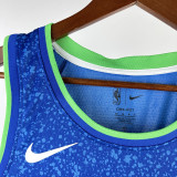 23-24 BUCKS LILLARD #0 Blue City Edition Top Quality Hot Pressing NBA Jersey(V领)