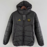 24-25 Man Utd Black Hooded Cotton Coat #棉衣