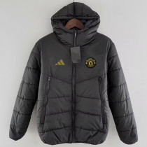 24-25 Man Utd Black Hooded Cotton Coat #棉衣