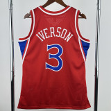 1996-97 76ERS IVERSON #3 Red Retro Top Quality Hot Pressing NBA Jersey