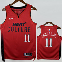 24-25 HEAT JAQUEZ JR. #11 Red City Edition Top Quality Hot Pressing NBA Jersey (V领）