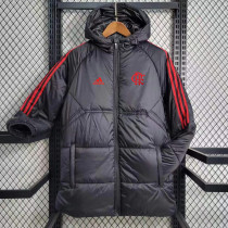 23-24 Flamengo Black Hooded Cotton Coat Red Edge (红色边) 棉衣