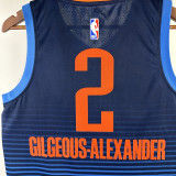 23-24 OKC Thunder GILGEOUS-ALEXANDER #2 Blue City Edition Top Quality Hot Pressing NBA Jersey (蓝色条纹 )