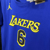 T182 Lakers Jordan JAMES #6 Blue High Quality Casual T-Shirt