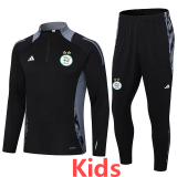24-25 Algeria Black Kids Half Pull Tracksuit (童装)(半拉链)