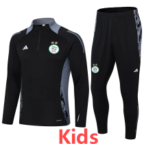 24-25 Algeria Black Kids Half Pull Tracksuit (童装)(半拉链)