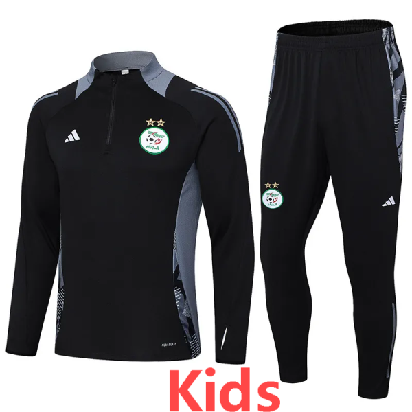 24-25 Algeria Black Kids Half Pull Tracksuit (童装)(半拉链)