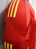 24-25 Spain Home Long Sleeve Player Version Soccer Jersey (长袖球员)