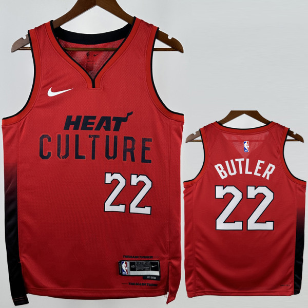 24-25 HEAT BUTLER #22 Red City Edition Top Quality Hot Pressing NBA Jersey (V领）