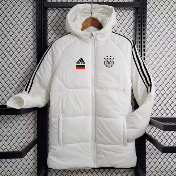 23-24 Germany White Hooded Cotton Coat Black Edge (黑色边) 棉衣
