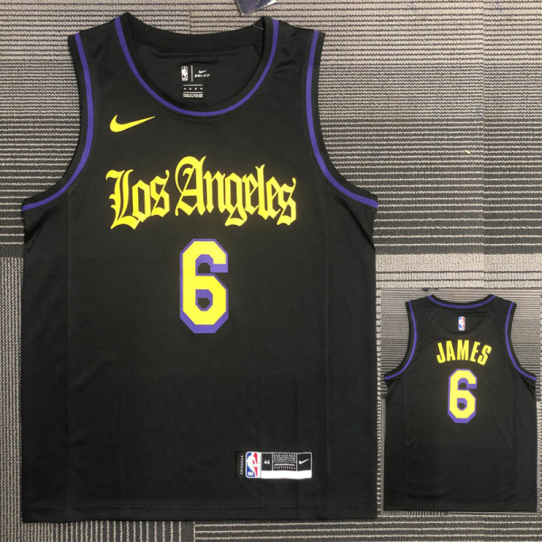 Lakers JAMES #6 Black Top Quality Hot Pressing NBA Jersey