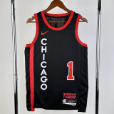 23-24 BULLS ROSE #1 Black City Edition Top Quality Hot Pressing NBA Jersey