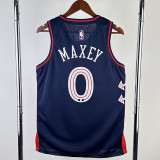 23-24 76ERS MAXEY #0 Dark Blue City Edition Top Quality Hot Pressing NBA Jersey