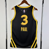 23-24 WARRIORS PAUL #3 Black City Edition Top Quality Hot Pressing NBA Jersey (V领)