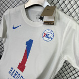 T139 76ERS HARDEN #1 White High Quality Casual T-Shirt