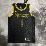 LAKERS RUSSELL #1 Black Top Quality Hot Pressing NBA Jersey（蛇纹）