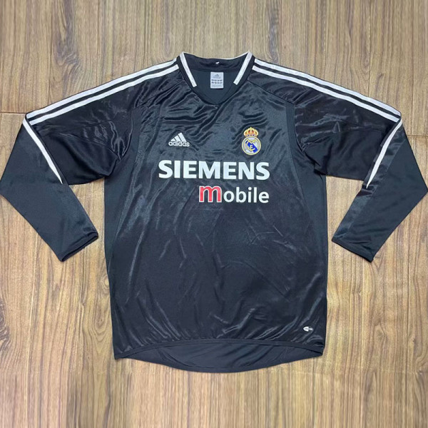 2004-2005 RMA Away Black Long Sleeve Retro Soccer Jersey (长袖)