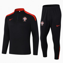 24-25 Portugal Black Half Pull Tracksuit (半拉链)