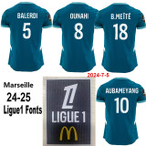 24-25 Marseille Away Player Version Soccer Jersey (Print all Sponsor)