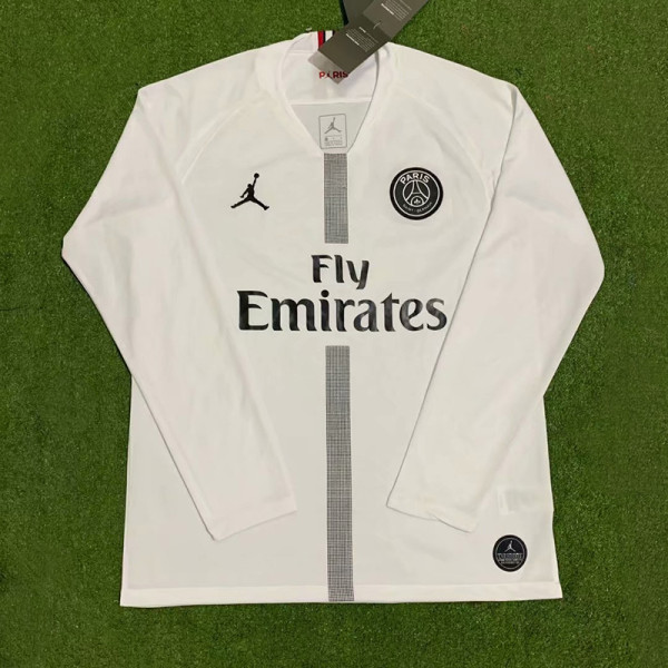 2018-2019 PSG Paris Jordan White Long Sleeve Retro Soccer Jersey (长袖)