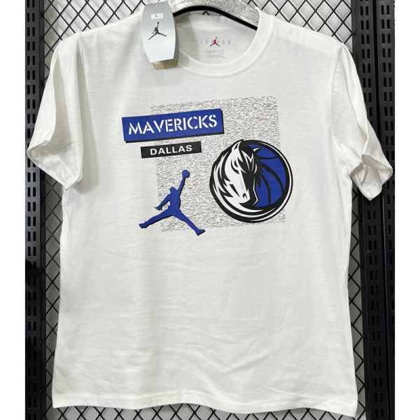 T199 Dallas Mavericks Jordan White High Quality Casual T-Shirt