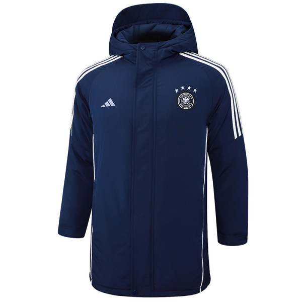 24-25 Germany Royal Blue Hooded Windbreaker Fabric Cotton Coat #G203