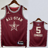 23-24 ALL-STAR EDWARDS #5 Red Top Quality Hot Pressing NBA Jersey