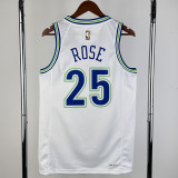 23-24 TIMBERWOLVES ROSE #25 White Top Quality Hot Pressing NBA Jersey (Retro Logo)