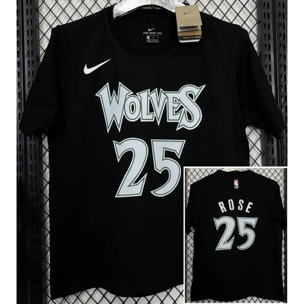 T178 Wolves ROSE #25 Black High Quality Casual T-Shirt