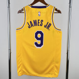 22-23 Lakers JAMES JR. #9 Yellow Top Quality Hot Pressing NBA Jersey(圆领)