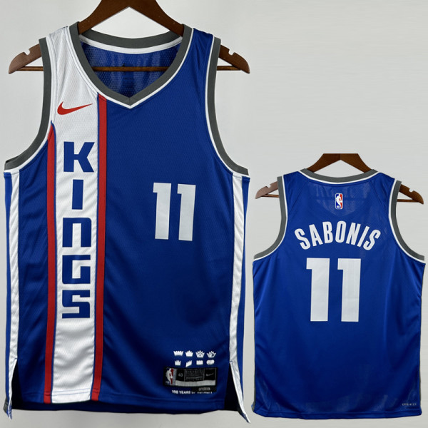 23-24 Kings SABONIS #11 Blue City Edition Top Quality Hot Pressing NBA Jersey